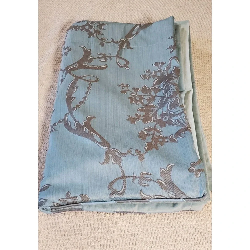 Vtg Springmaid Curtain 1 Panel 50x84 Sage Green Blue Floral Retro Lined‎